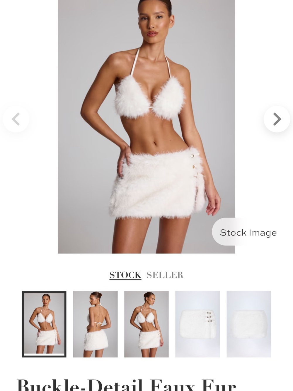Faux Fur Mini Skirt- White SKIRT ONLY